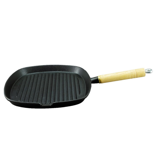 Cast Iron Skillet | 25cm Wood Handle Grill