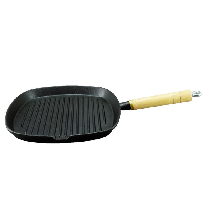 Cast Iron Skillet | 25cm Wood Handle Grill