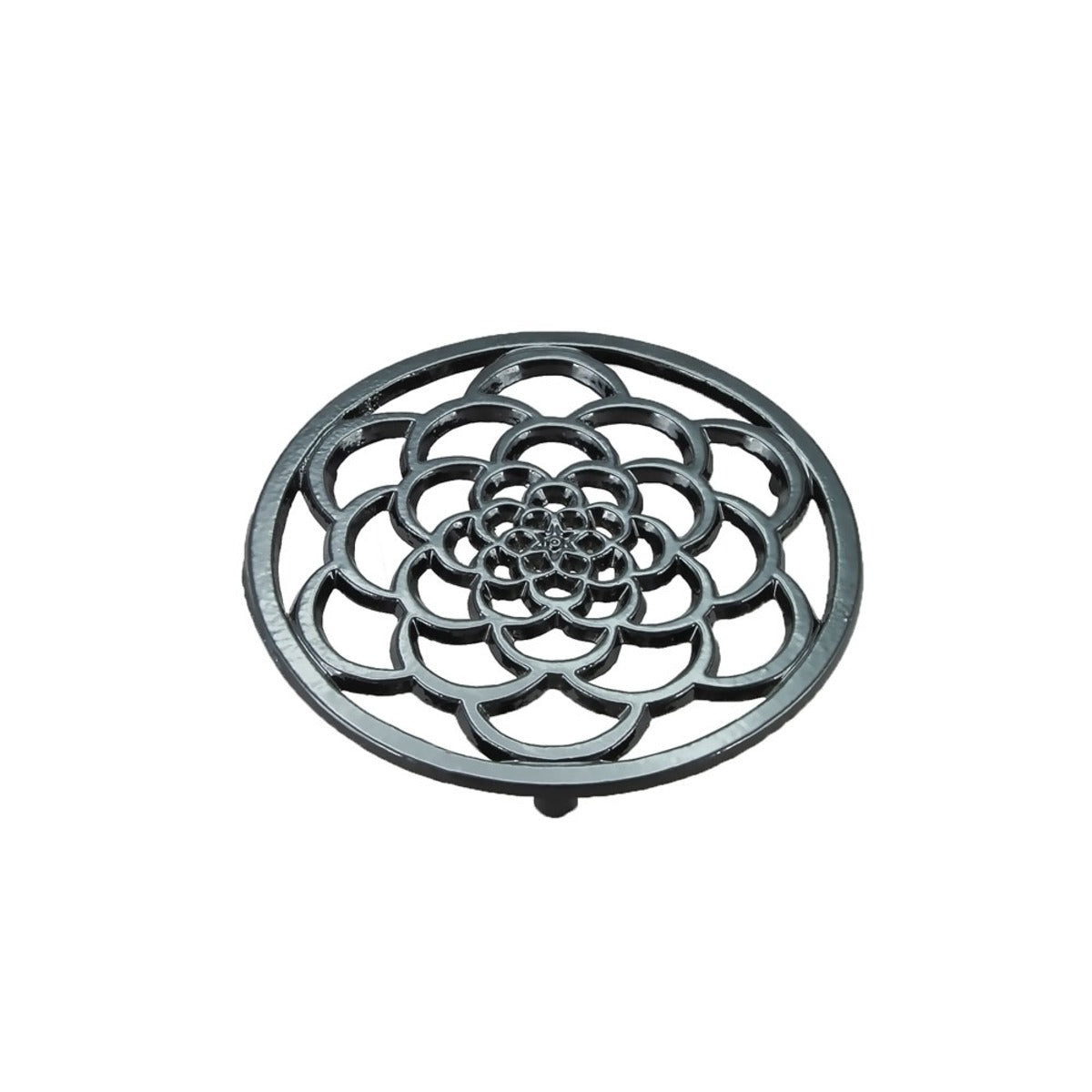 Cast Iron (enamelled) Round Trivet 18cm ~ Black
