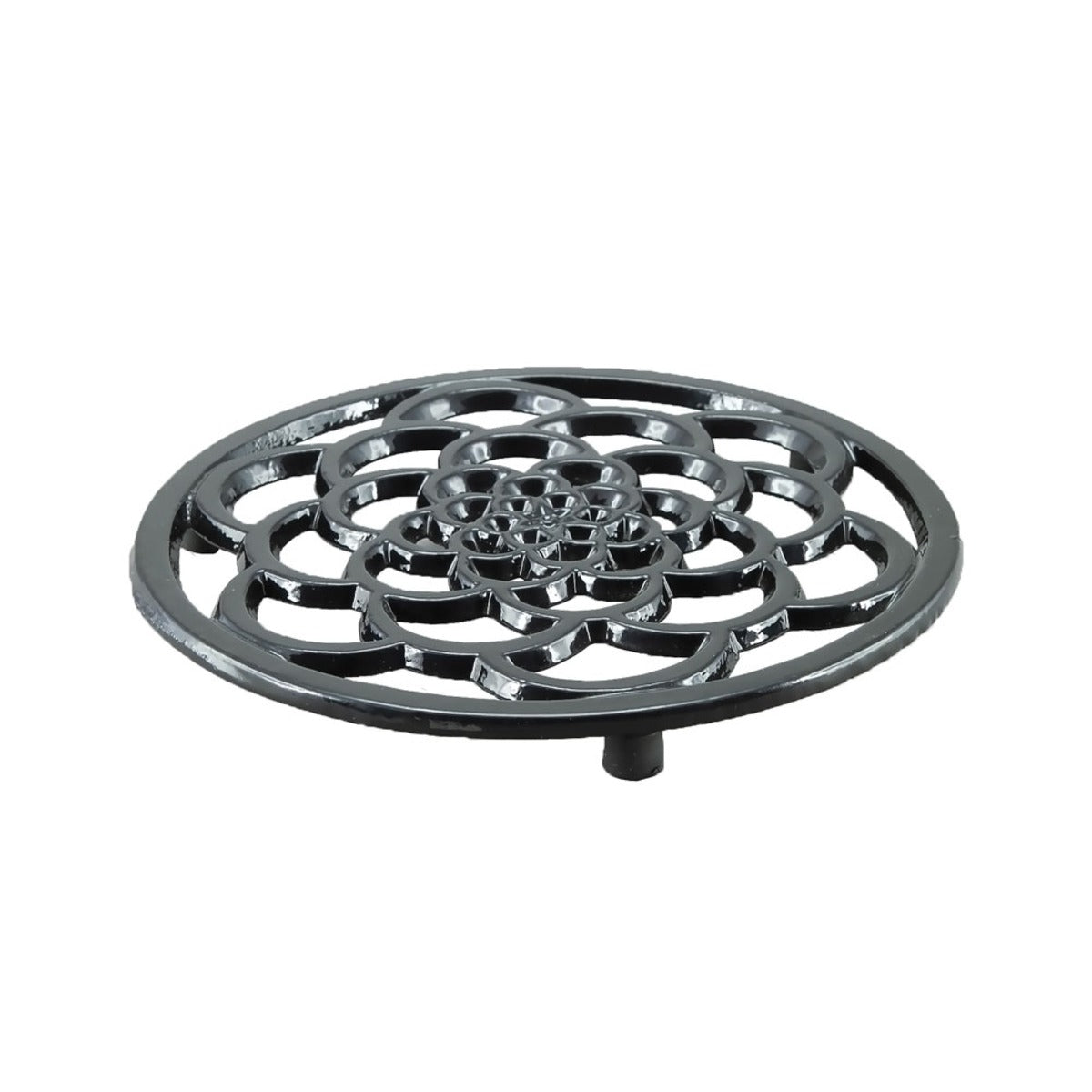 Cast Iron (enamelled) Round Trivet 18cm ~ Black