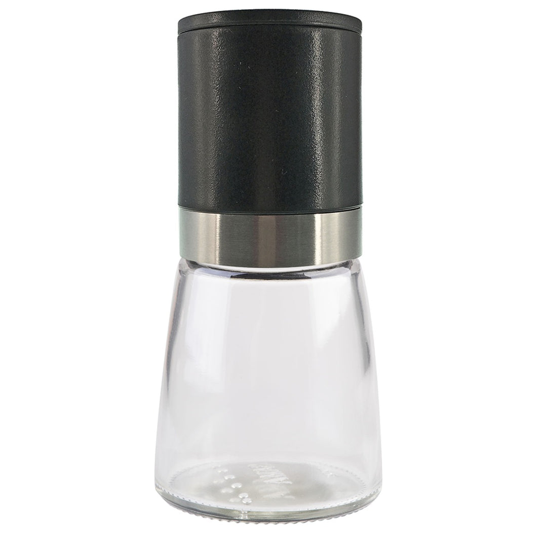 Bambino Upside-down Mill (black lid glass jar) 13.5cm Empty