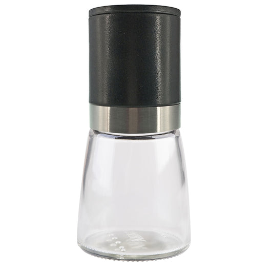 Bambino Upside-down Mill (black lid glass jar) 13.5cm Empty