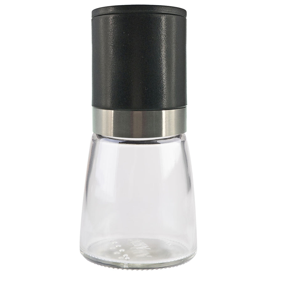Bambino Upside-down Mill (black lid glass jar) 13.5cm Empty
