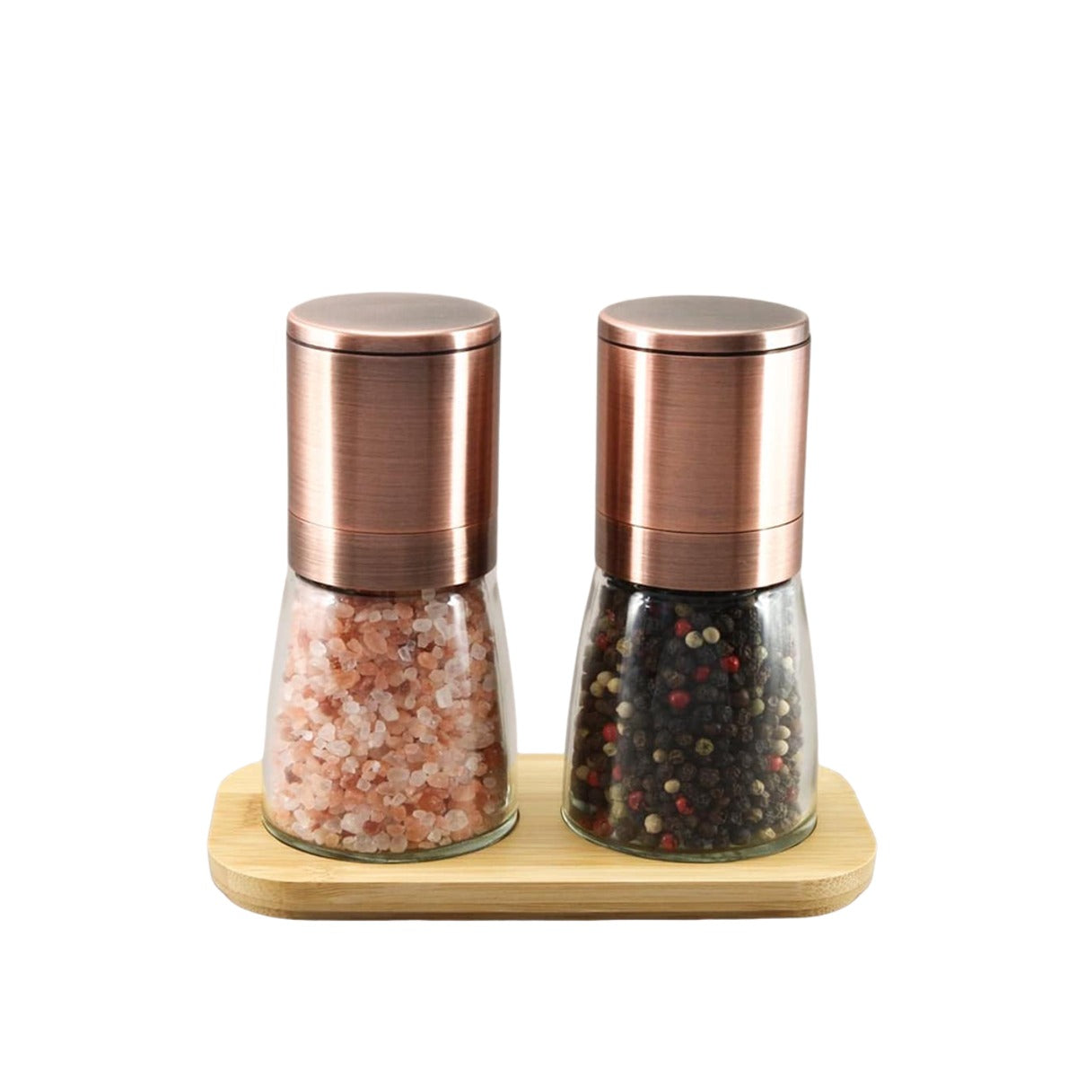 Integra Classic Upside-Down Salt And Pepper Mill Set - Gourmet Pepper And Himalayan Salt - Copper Top