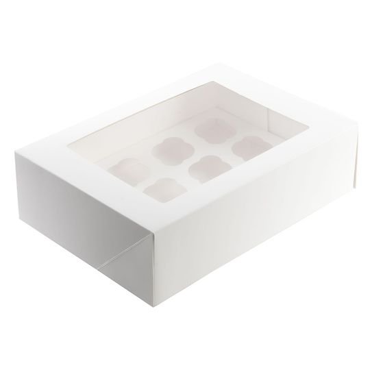 Mondo White Cupcake Box - 12 Cup (14in X 10in X 4in)
