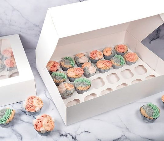 Mondo White Cupcake Box - 24 Cup (19in X 14in X 4in)