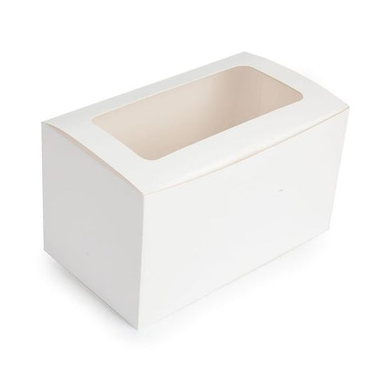 Mondo White Cupcake Box - 2 Cup (4in X 7in X 4in)