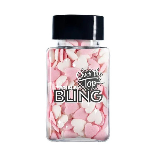 Over The Top Edible Bling Love Hearts - Mixed White & Pink 55g