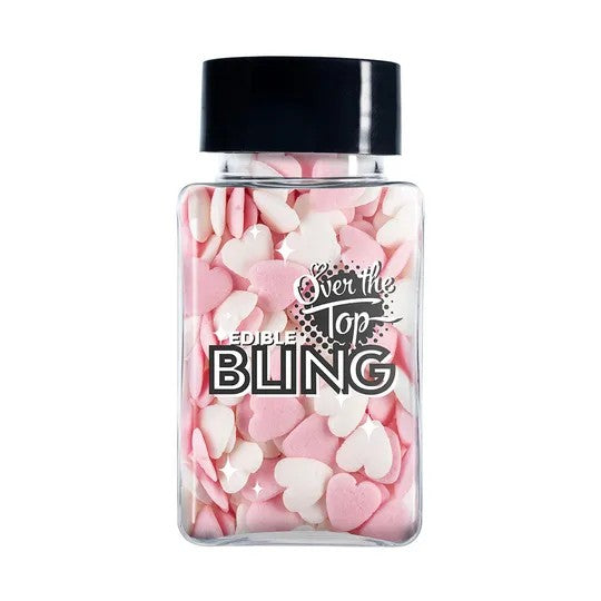 Over The Top Edible Bling Love Hearts - Mixed White & Pink 55g