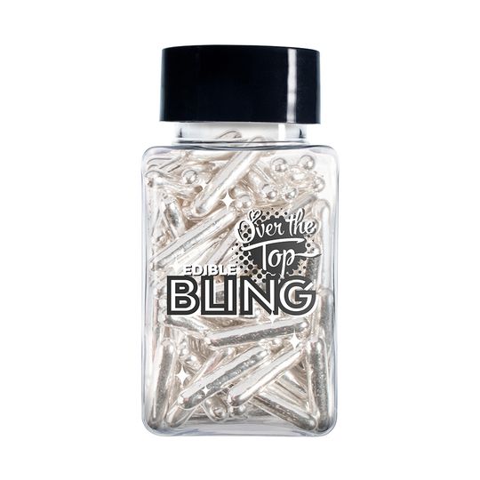 Over The Top Edible Bling Metallic Rods Silver 60G