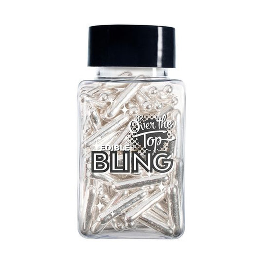 Over The Top Edible Bling Metallic Rods Silver 60G