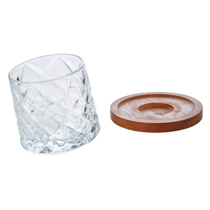 Ff Etched Whisky Glasses With  Coasters Set/2