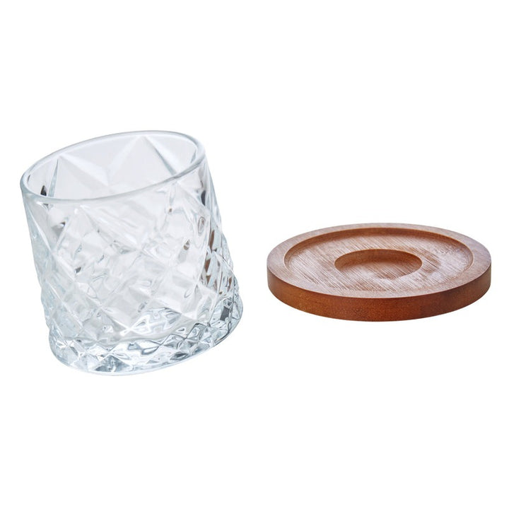 Ff Etched Whisky Glasses With  Coasters Set/2