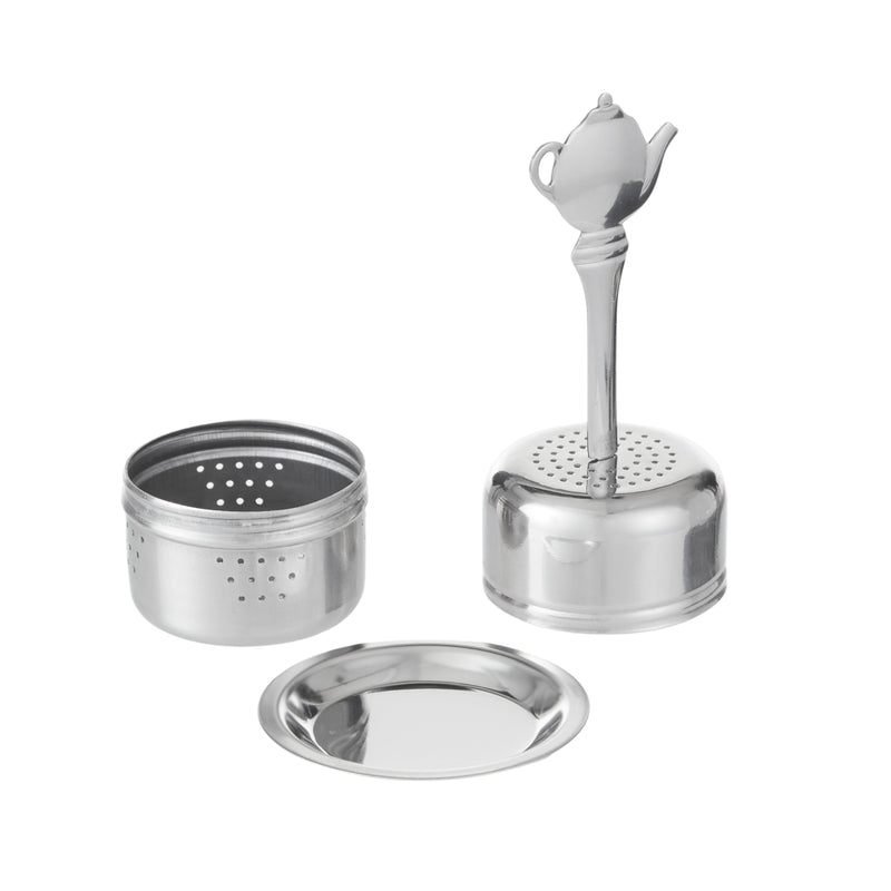 Leaf & Bean Tea Infuser Ball With Handle Silver 5.1x5.1x10.4cm