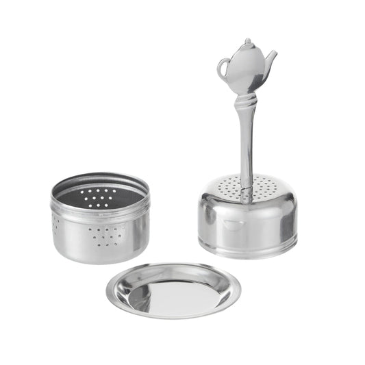 Leaf & Bean Tea Infuser Ball With Handle Silver 5.1x5.1x10.4cm