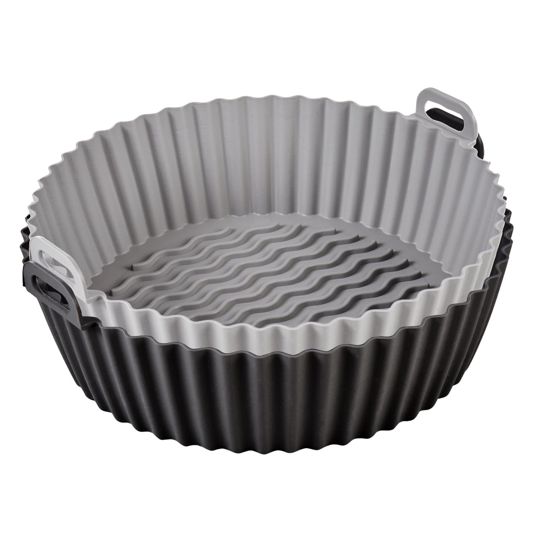Masterpro Reusable Silicone Air Fryer Liner Round 2pcs Set Grey & Black 56.5x46x38.5cm
