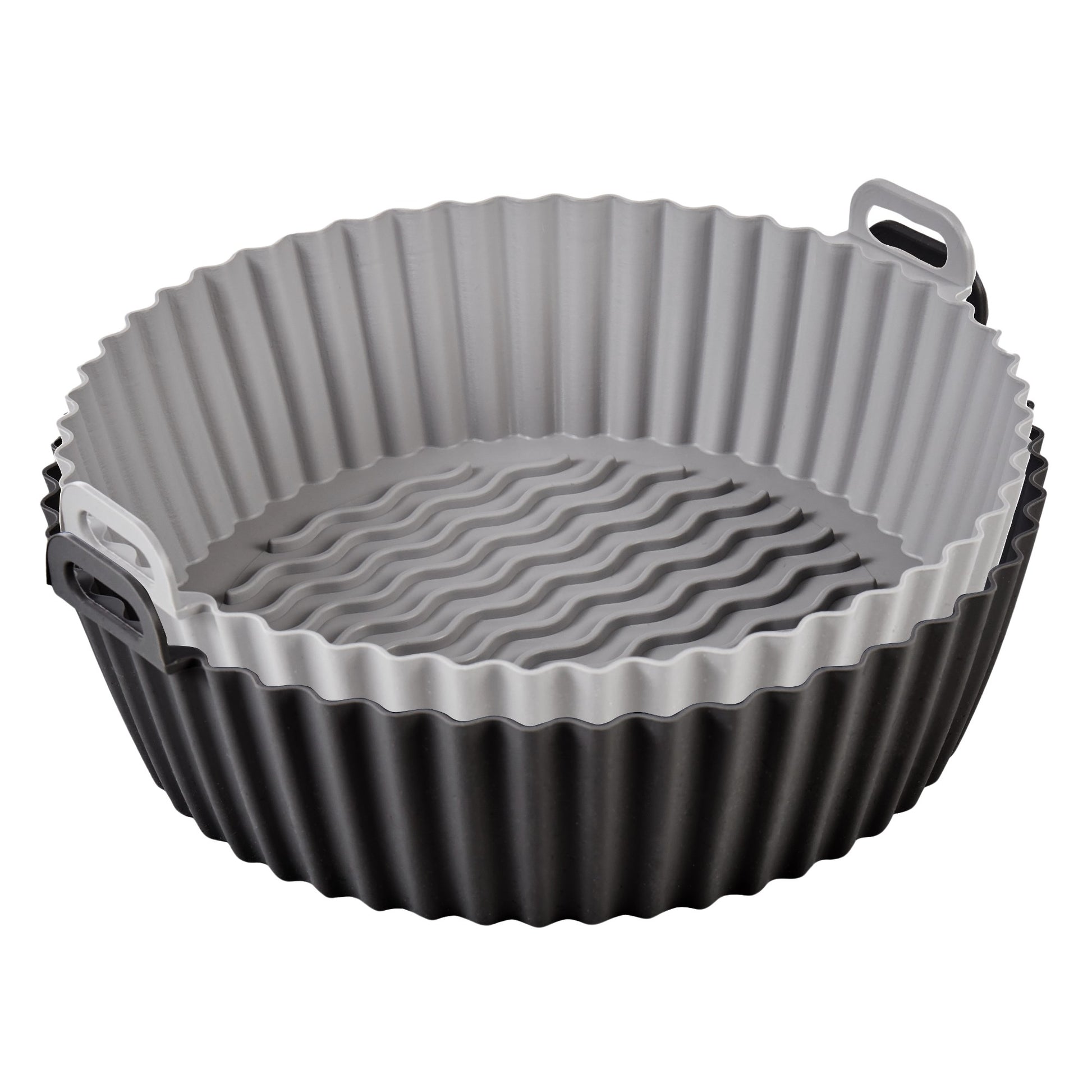 Masterpro Reusable Silicone Air Fryer Liner Round 2pcs Set Grey & Black 56.5x46x38.5cm