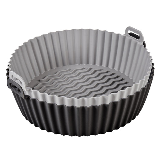 Masterpro Reusable Silicone Air Fryer Liner Round 2pcs Set Grey & Black 56.5x46x38.5cm