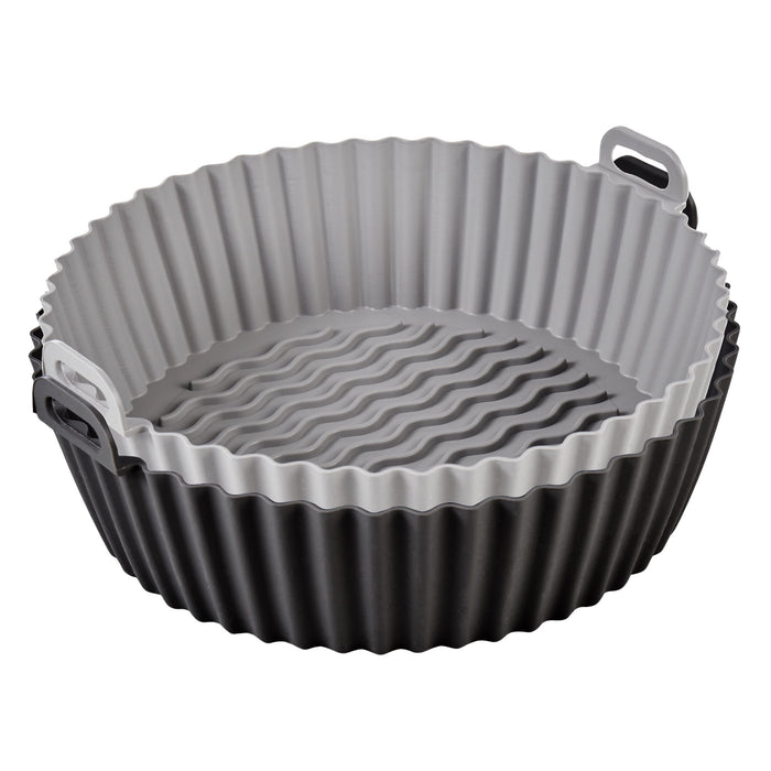 Masterpro Reusable Silicone Air Fryer Liner Round 2pcs Set Grey & Black 56.5x46x38.5cm