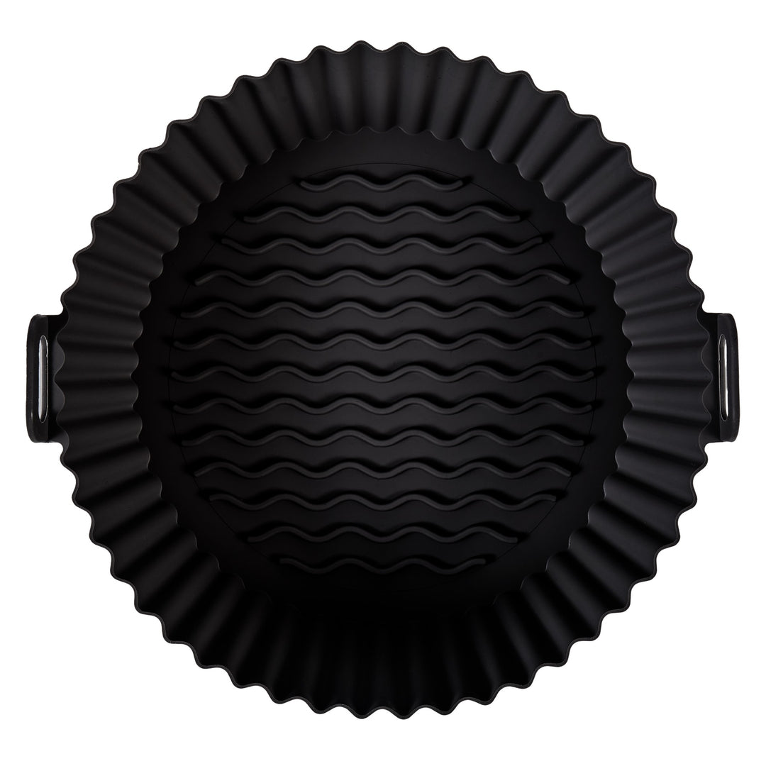 Masterpro Reusable Silicone Air Fryer Liner Round 2pcs Set Grey & Black 56.5x46x38.5cm