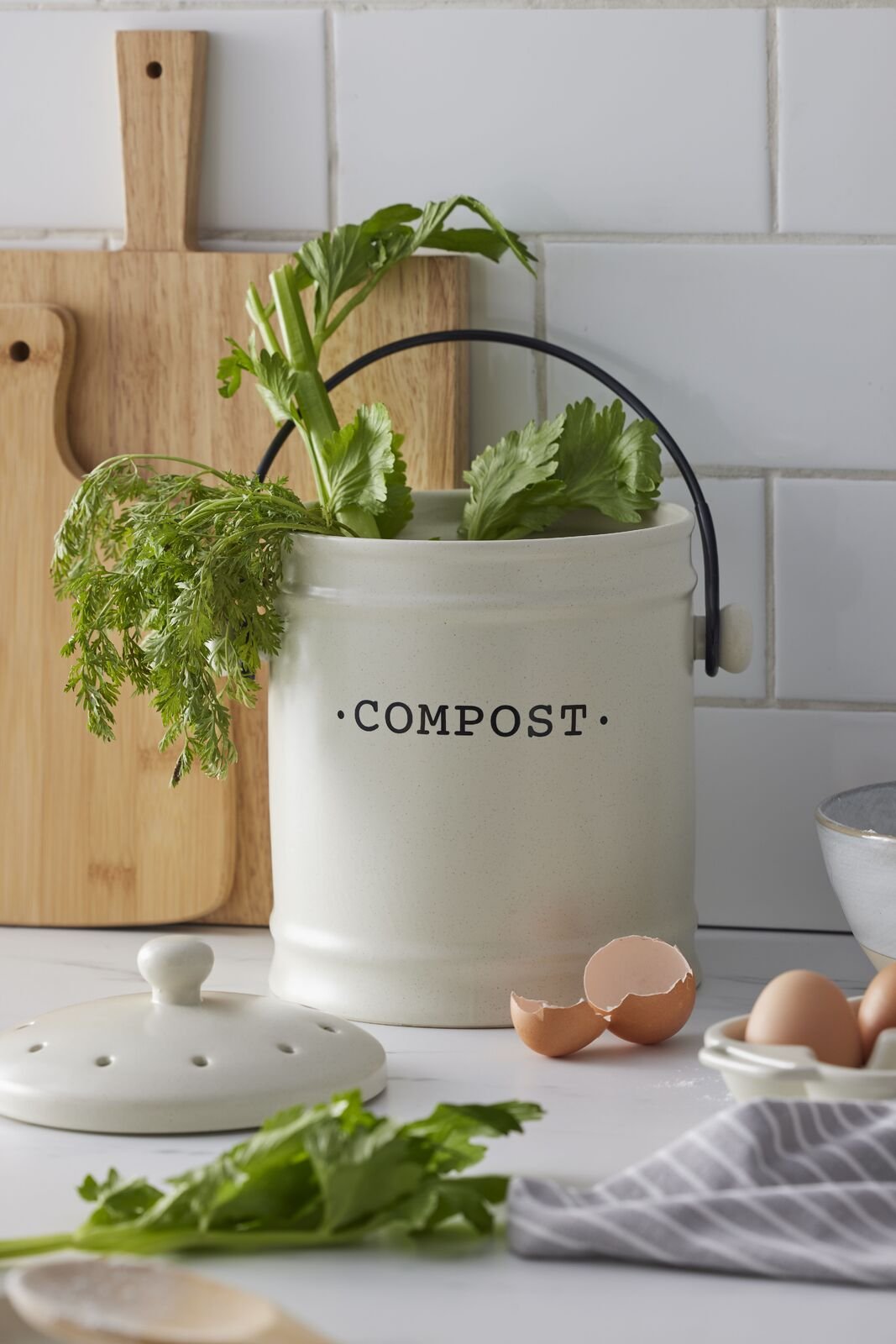Davis & Waddell Darley Compost Bin 3.5l Cream 22x18.5x24.8cm