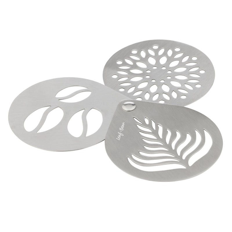 Leaf and Bean Coffee Stencils 9.8x8.4x0.6cm  Set of 3 Stainless Steel 