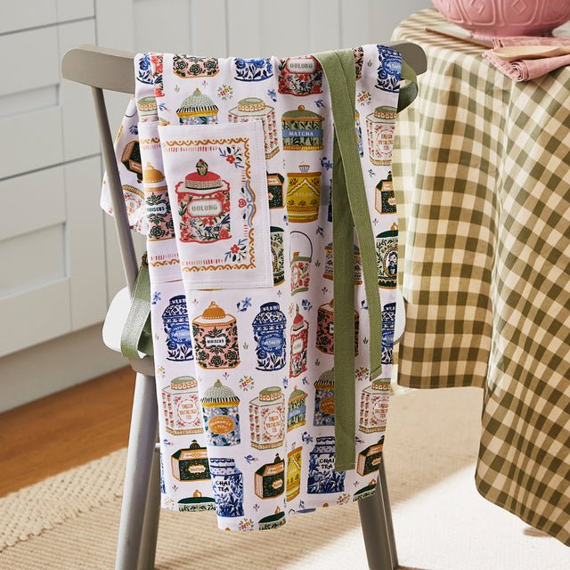 Ulster Weevers Tea Tins Cotton Apron 80X70Xcm