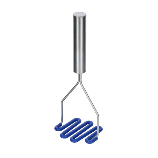 Svna Premium Stainless Steel Potato Masher With Silicone Head Blue 10X8.5X26Cm