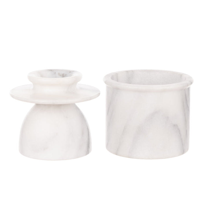 Davis & Waddell Nuvolo Marble French Butter Bell White Grey 15X10.5Cm